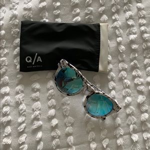 Quay Marble Sunglasses with Blue Lens (never worn)
